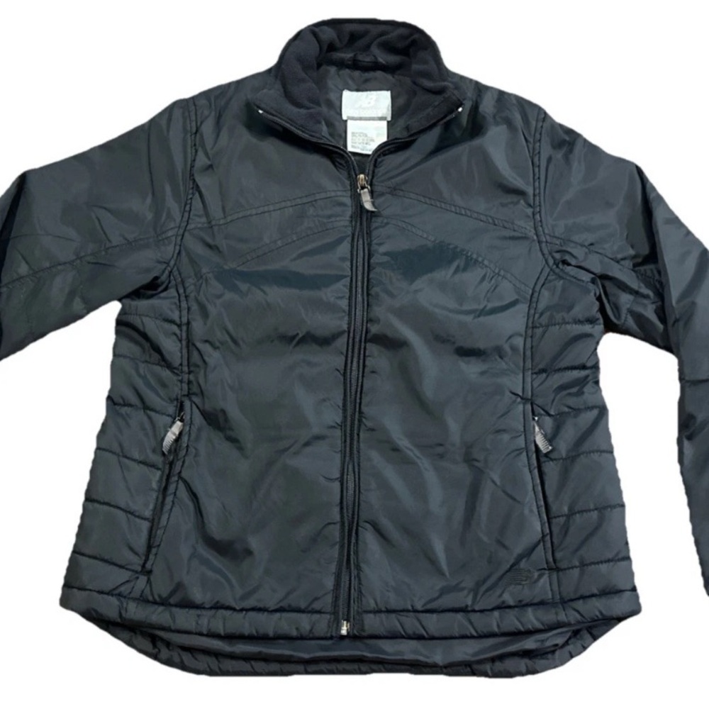 New Balance Womens Black Lightweight Puffer Jacket w/ Media Pocket Extra Small